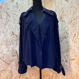 Adrianna Papell Navy Lightweight Trench Jacket | Size L | NWT - Elevated Basics